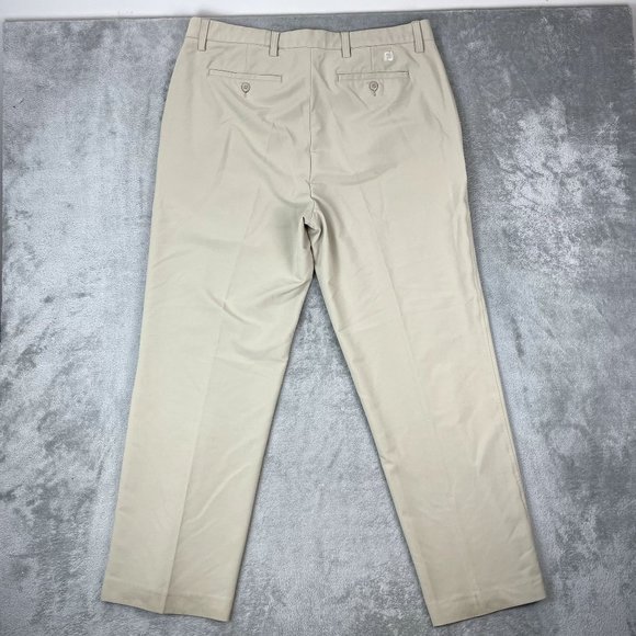 FootJoy Golf Performance Stretch Mens Pleated Tan Pants Athletic Casual 38x30 - Picture 2 of 10